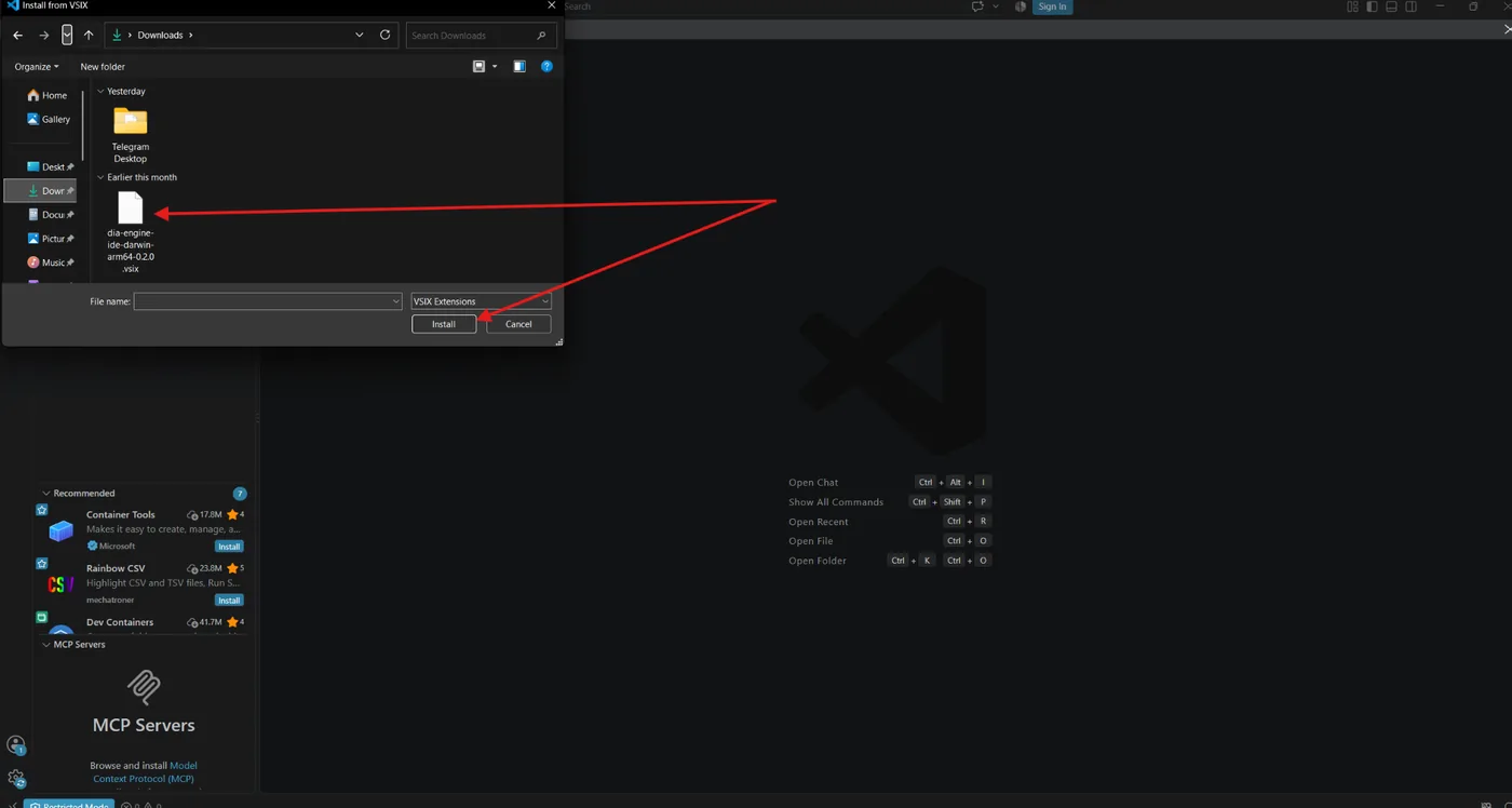 Панель Extensions у VS Code